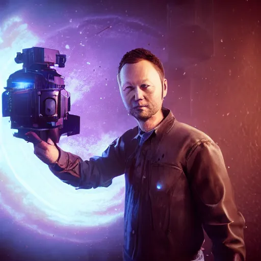 Image similar to limmy brian limond holding element 1 1 5, realistic artstyle, wide shot, dramatic lighting, octane render, hyperrealistic, high quality, highly detailed, hd, beautiful, cinematic, 8 k, unreal engine, facial accuracy, symmetrical,