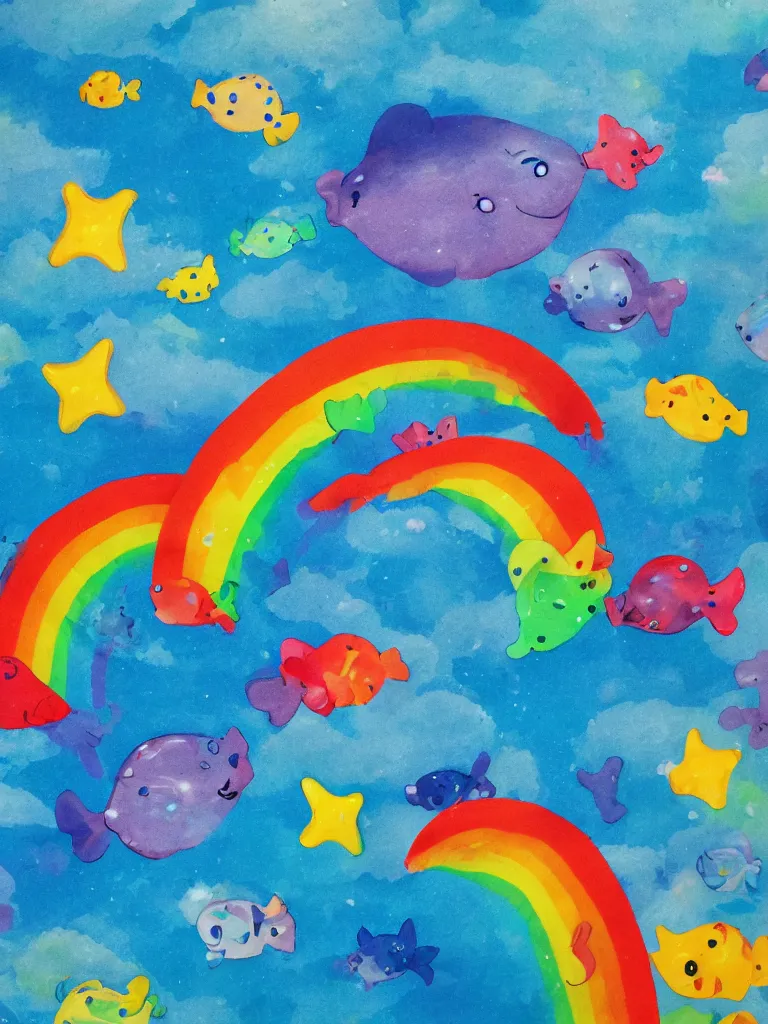 Image similar to sky with rainbow fishes