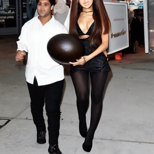 Image similar to ariana grande carrying a gigantic chicken egg in her hands award winning photo