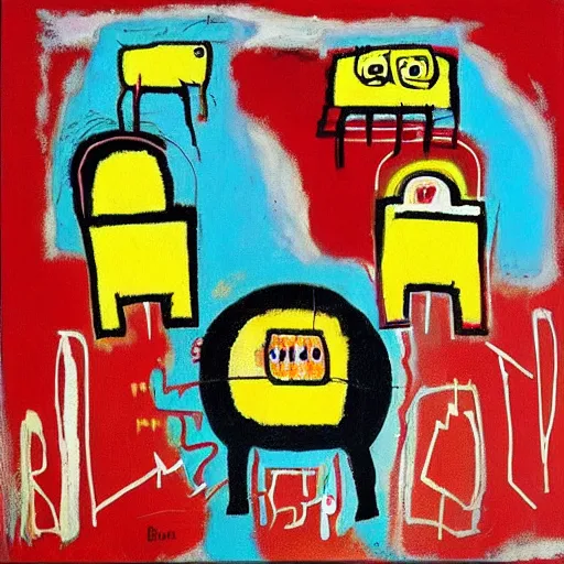Prompt: “pigs, bagels, by Jean-Michel Basquiat”