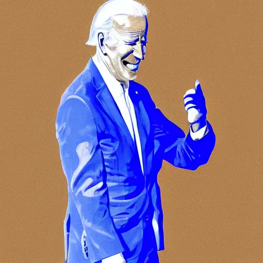 Image similar to blue joe biden, digital painting