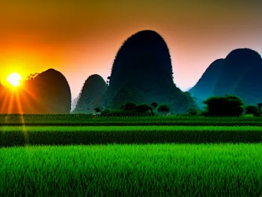 Image similar to vietnamese countryside at sunrise