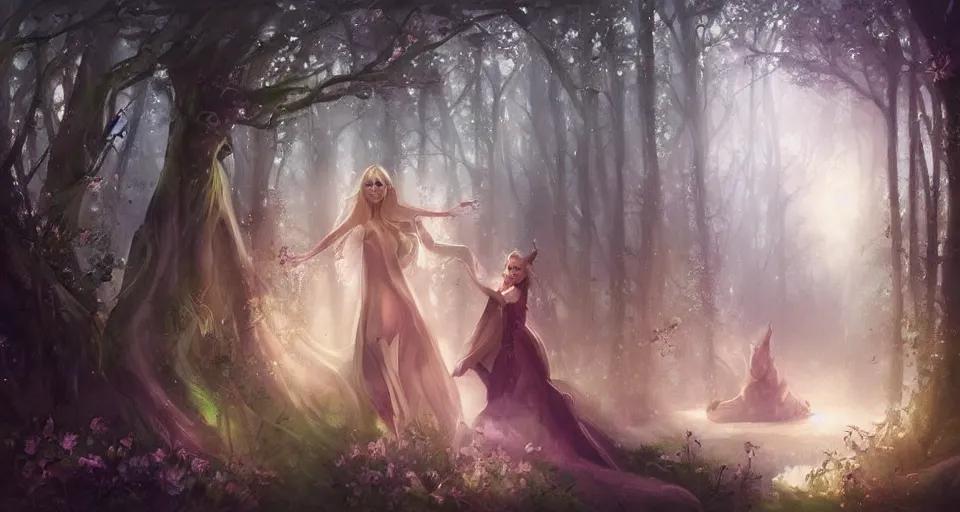 Image similar to Enchanted and magic forest, by Charlie bowater