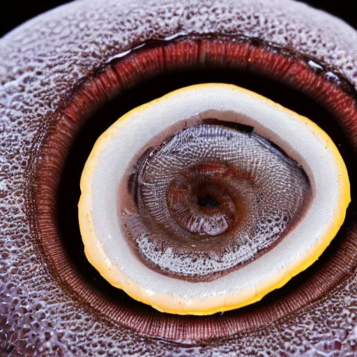 Prompt: macro shot of lamprey eel mouth