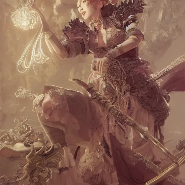 Image similar to studio portrait of neutral good colorful female cleric bard healer as absurdly beautiful, elegant, young skinny gravure idol, ultrafine hyperrealistic illustration by kim jung gi, irakli nadar, intricate linework, sharp focus, bright colors, octopath traveler, final fantasy, unreal engine highly rendered, global illumination, radiant light, detailed intricate environment