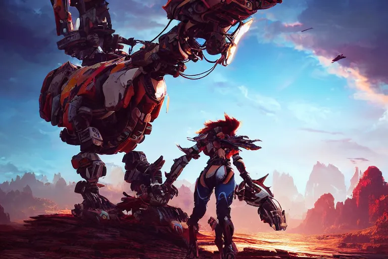 Image similar to thunderjaw machine mecanical creature robot of horizon forbidden west horizon zero dawn radiating a glowing aura global illumination ray tracing hdr fanart arstation by ian pesty and alena aenami artworks in 4 k