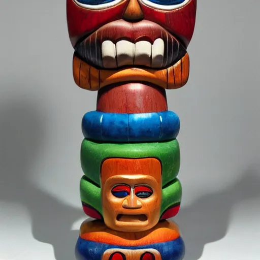 Image similar to ron English totem pole