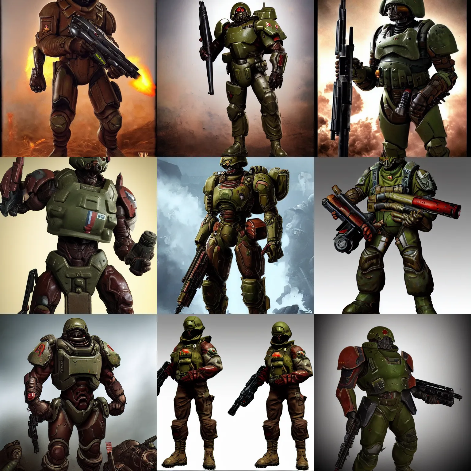 Prompt: doom slayer as ww 2 american soldier, photography, full height, front view