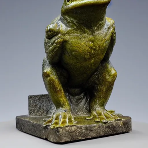 Image similar to greek statue of a buff frog