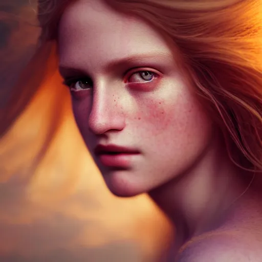 Image similar to photographic portrait of a stunningly beautiful english female in soft dreamy light at sunset, contemporary fashion shoot, by edward robert hughes, annie leibovitz and steve mccurry, david lazar, jimmy nelsson, extremely detailed, breathtaking, hyperrealistic, perfect face, octane render