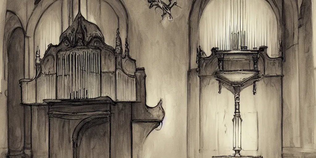 Image similar to a beautiful painting of a pipe organ by abigail larson, trending on artstation