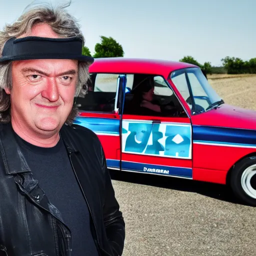 Image similar to James May proudly drives a Bobby Car