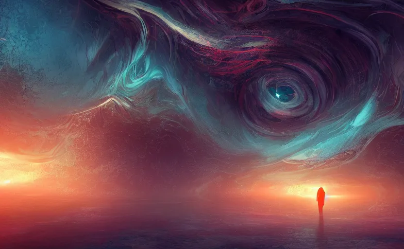 Prompt: inside a dream of an agi, trending on artstation, digital art, 4k desktop background