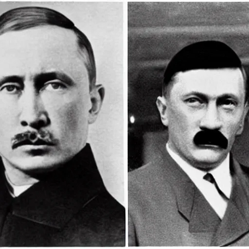 Image similar to vladimir putin and adolf hitler had a baby