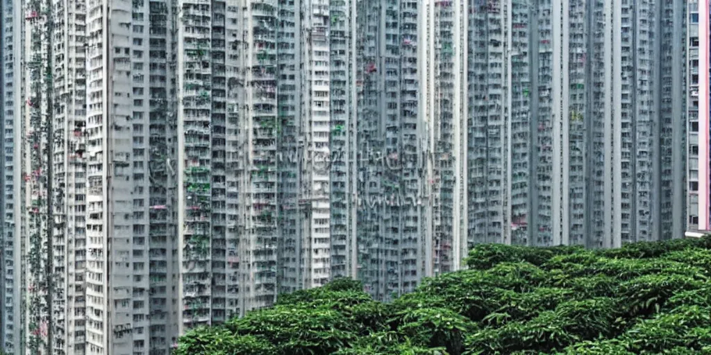 Prompt: a beautiful realistic image from old apartment buildings with airco in hong kong in the future