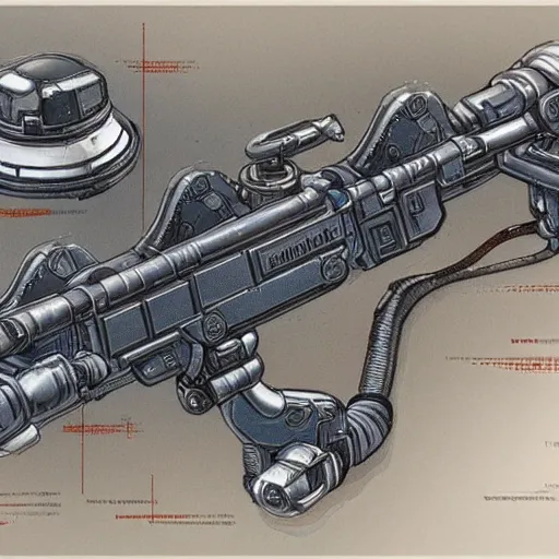 Image similar to a highly detailed portrait of a cybernetic plasma rifle with a white background