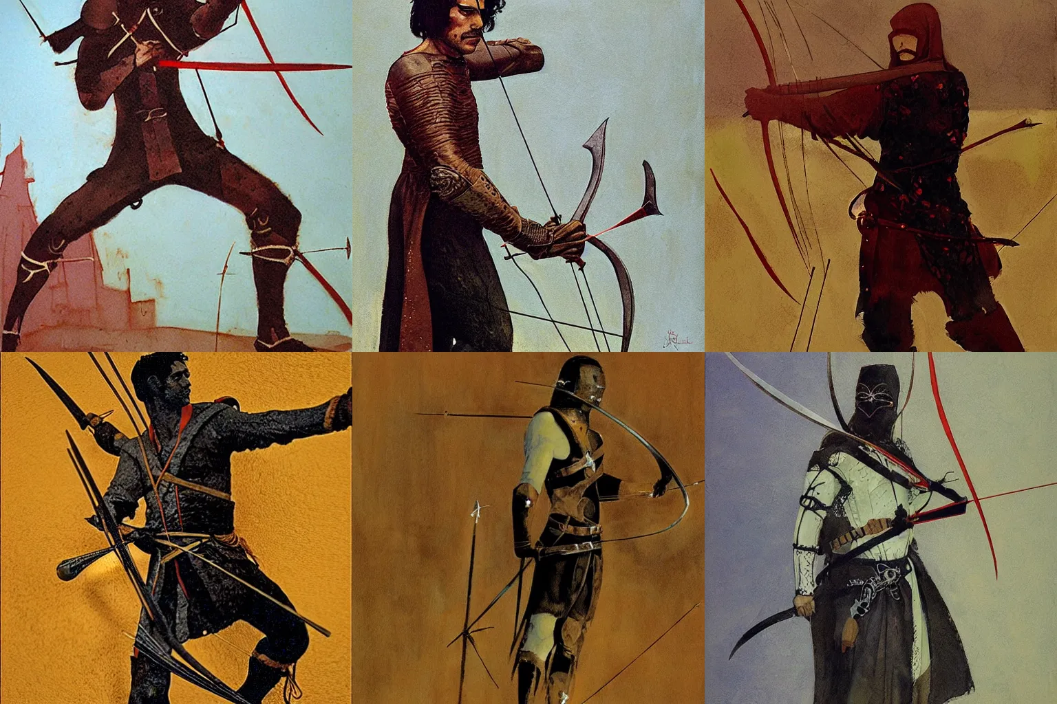 Prompt: medieval archer by jeffery catherine jones