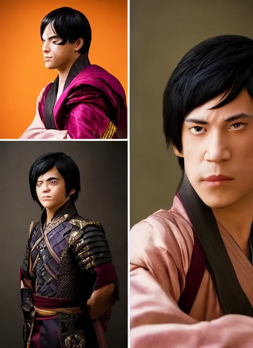 Image similar to real life Prince Zuko portrait photo, Sigma 50mm f/1.4, beautiful, photo by annie leibovitz