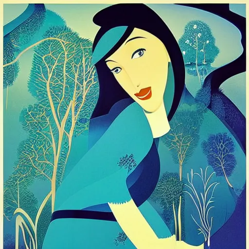 Prompt: “a story of a birthday girl by Eyvind Earle”
