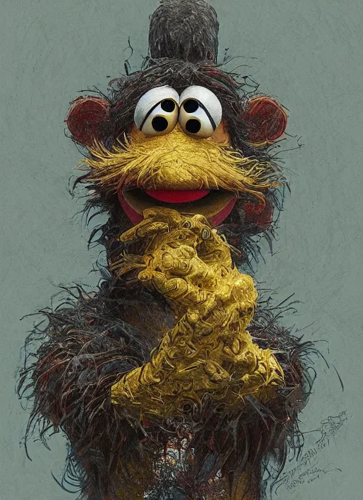 Image similar to portrait of Sesame Street Big Bird from Evil Dead (2013), intricate, highly detailed, centered, digital painting, artstation, concept art, smooth, sharp focus, illustration, artgerm, donato giancola, Joseph Christian Leyendecker, WLOP, Artgerm