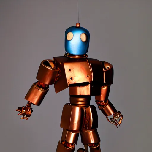 Prompt: The Iron Giant, but made of copper instead