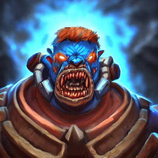 Prompt: portrait of blue garrosh hellscream 4k