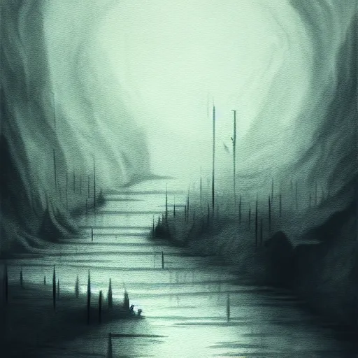 Prompt: adventure concept art of a ink wash sketch brain of water channels and canals with esoteric surreal vibes, occult, trending on artstation, 4K, cinematic, epic lighting, UHD, HDR, professional painting