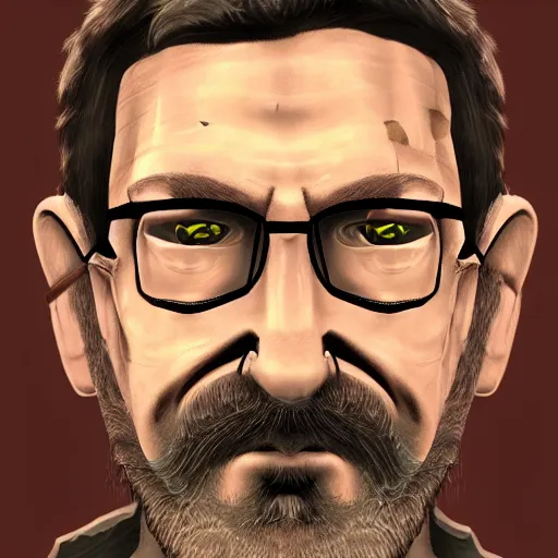 Prompt: Gordon Freeman from Half-Life, gritty, highly detailed, trending on ArtStation