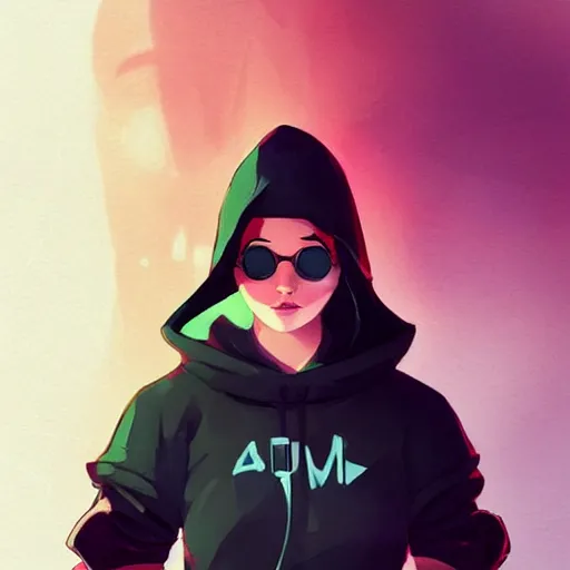 Prompt: a movie about a 1 5 year old in a black hoodie wearing curved sunglasses in the style of artgerm, charlie bowater, atey ghailan and mike mignola, vibrant colors and hard shadows and strong rim light, plain background, comic cover art, trending on artstation