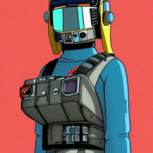 Prompt: full body portrait of a renegade rebel pilot, cool woman, 1 9 8 0 s japanese science fiction, studio ghibli style, by katsuya kondo, illustration, character portrait, concept, detailed masterpiece