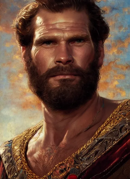 Prompt: formal portrait of charlton heston as judah ben - hur, digital art by eugene de blaas, ross tran, and nasreddine dinet, vibrant color scheme, intricately detailed, in the style of romanticism, cinematic, artstation, greg rutkowski