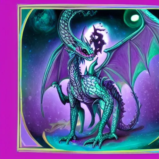Prompt: Dragon Creepy cosmic color scheme Undead
