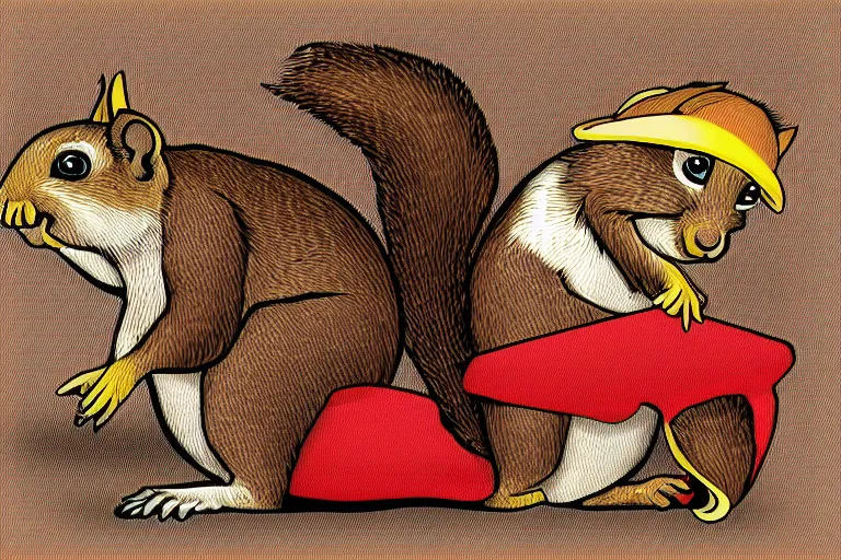Prompt: a squirrel wearing a pimp costume, vector art