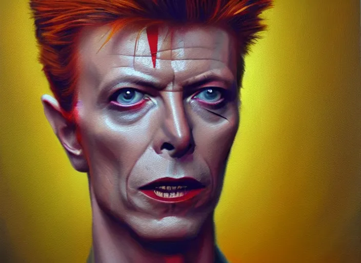 Image similar to David Bowie, concept art oil painting by Jama Jurabaev, extremely detailed, brush hard, artstation