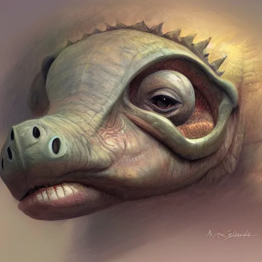 Prompt: happy and cute face of baby triceratops made by nebula space, face only, big smile, pencil drawing, pastel, smooth, by marc simonetti