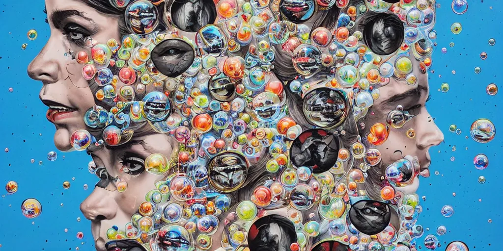 Image similar to multiverse bubbles in the sky, by sandra chevrier