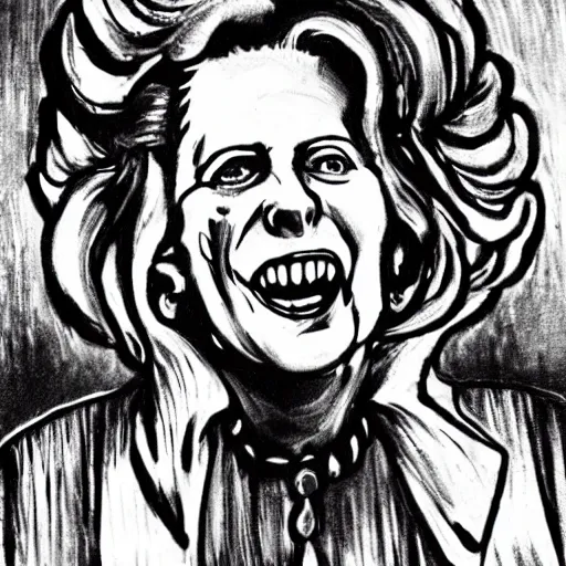 Prompt: margaret thatcher in hell