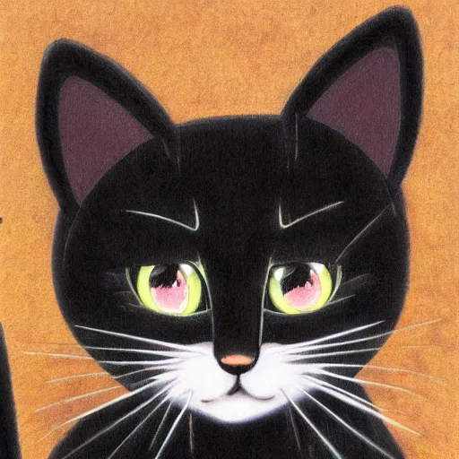 Prompt: a cute black cat by Amano Yoshitaka