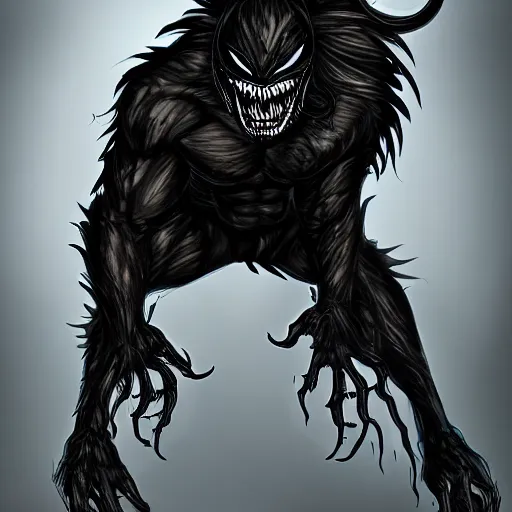 Image similar to venom symbiote as a werewolf, furaffinity