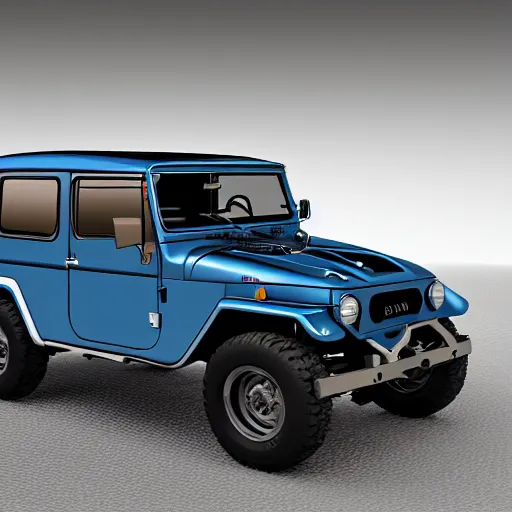 Image similar to a blueprint by Leonardo da Vinci of a Toyota Fj43 build in 1981, black roof, with a roof rack, detailed, in the style of Leonardo da Vinci, 8K, octane render, 8K,