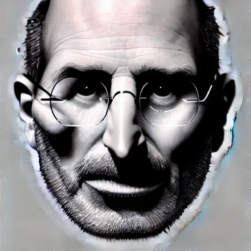 Image similar to apples arranged in the shape of a face resembling steve jobs, fantasy, intricate, elegant, highly detailed, lifelike, photorealistic, digital painting, artstation, illustration, smooth, sharp focus, art by giuseppe arcimboldo