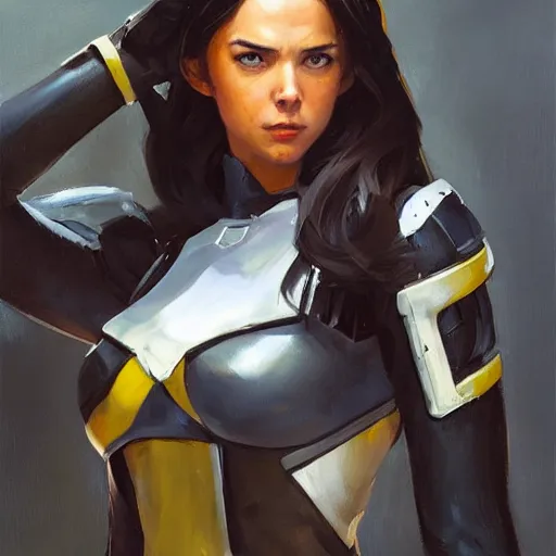 Image similar to greg manchess portrait painting of partially armored x - 2 3 laura kinney as overwatch character, medium shot, asymmetrical, profile picture, organic painting, sunny day, matte painting, bold shapes, hard edges, street art, trending on artstation, by huang guangjian and gil elvgren and sachin teng