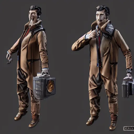 Prompt: 3d render of Nikola Tesla as a Borderlands character, digital art, behance, artstation, unreal render, unreal engine 5, octane