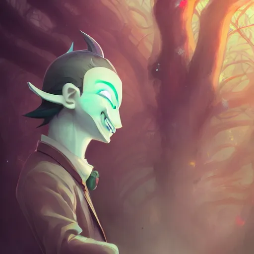 Image similar to a portrait of a cinematic still of the happy mask salesman, twilight princess, art by lois van baarle and loish and ross tran and rossdraws and sam yang and samdoesarts and artgerm and saruei and disney, digital art, highly detailed, intricate, sharp focus, trending on artstation hq, deviantart, unreal engine 5, 4 k uhd image