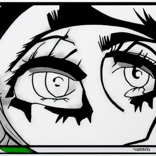 Black and white small anime style monster girl outline on Craiyon