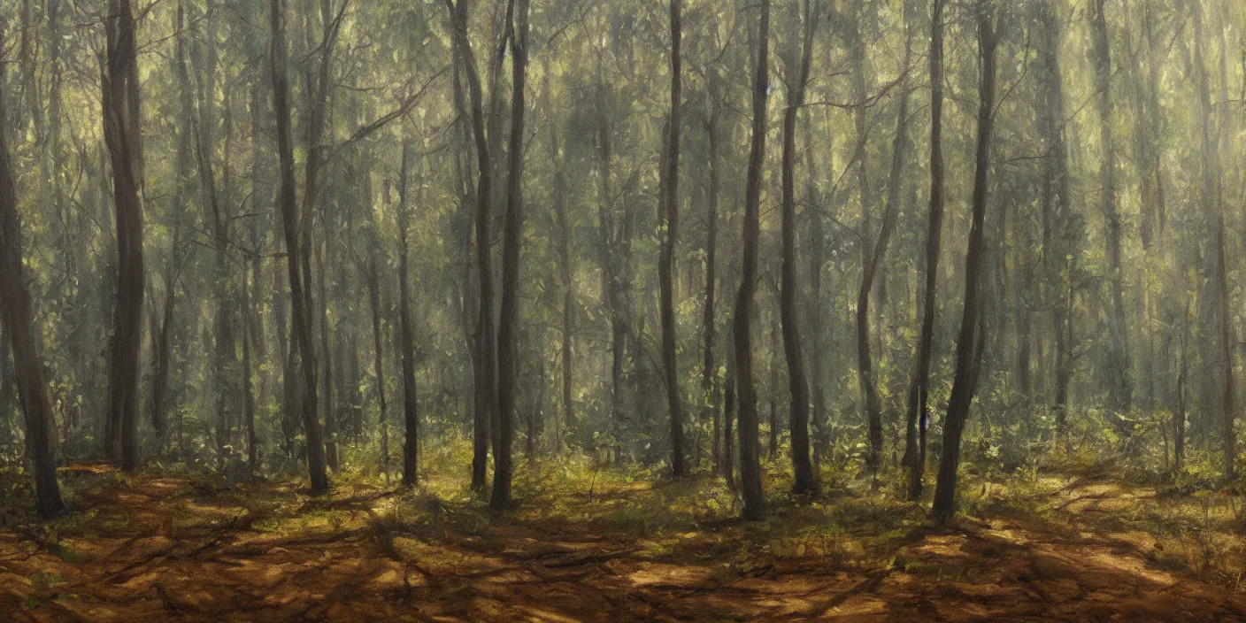 Image similar to the woods, cinematic lighting, detailed oil painting, hyperrealistic, 8k