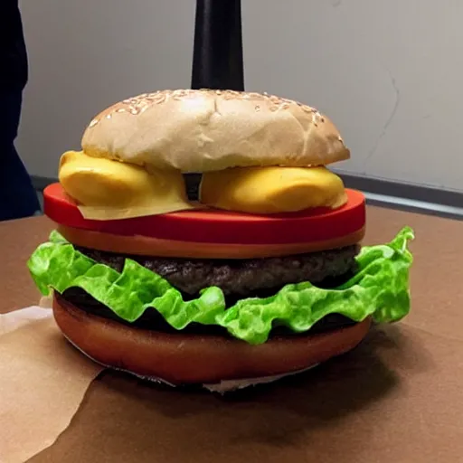 Image similar to a burger made of eyes and ears,