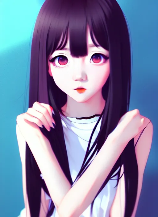 Image similar to ulzzang korean girl portrait, ilya kuvshinov, anime, pixiv top monthly, trending on artstation, cinematic, danbooru, zerochan art, kyoto animation