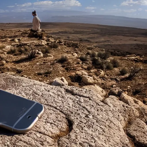 Image similar to An iPhone on a rock in Mitzpe Ramon under the sky