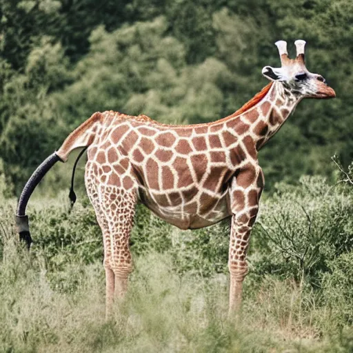 Image similar to a Giraffe-Pug Hybrid, A Giraffe that looks like a pug, huge tusks, afternoon hangout, good times photograph, candid